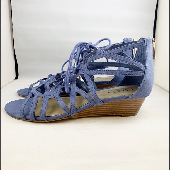 Guess Shoes - Guess gladiator wedge sandals periwinkle sz 8.5